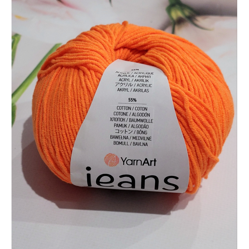 YarnArt Jeans 77 оранжевий неон