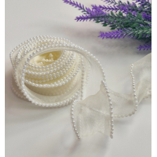 Органза 4см з перлинами айворі