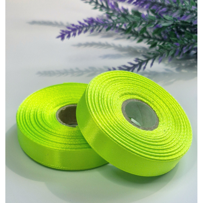 Стрічка атласна  1.2см салатовий неон